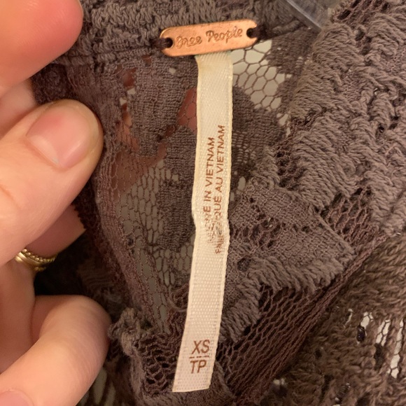 Free People Purple Lace and Swiss Dot Blouse - Picture 6 of 6